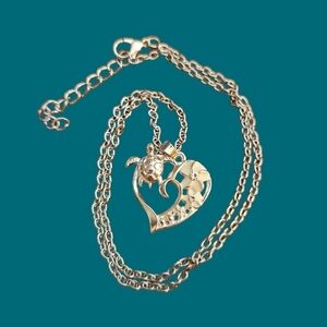 Mermaidcore Turtle Floral Heart Pendant Chain Necklace